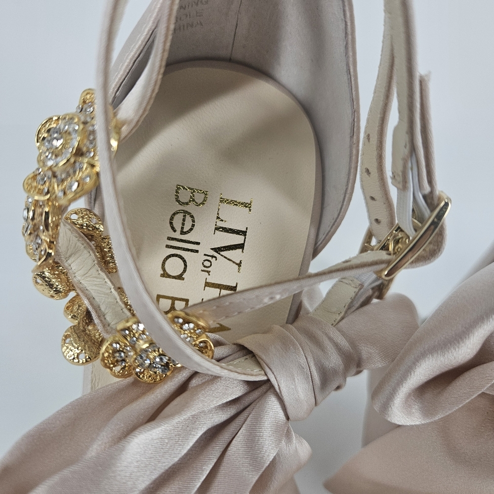 Bella Belle Blush Pink Mariee Wedding/Evening Pink Heels Shoes With Bows - Picture 6 of 15